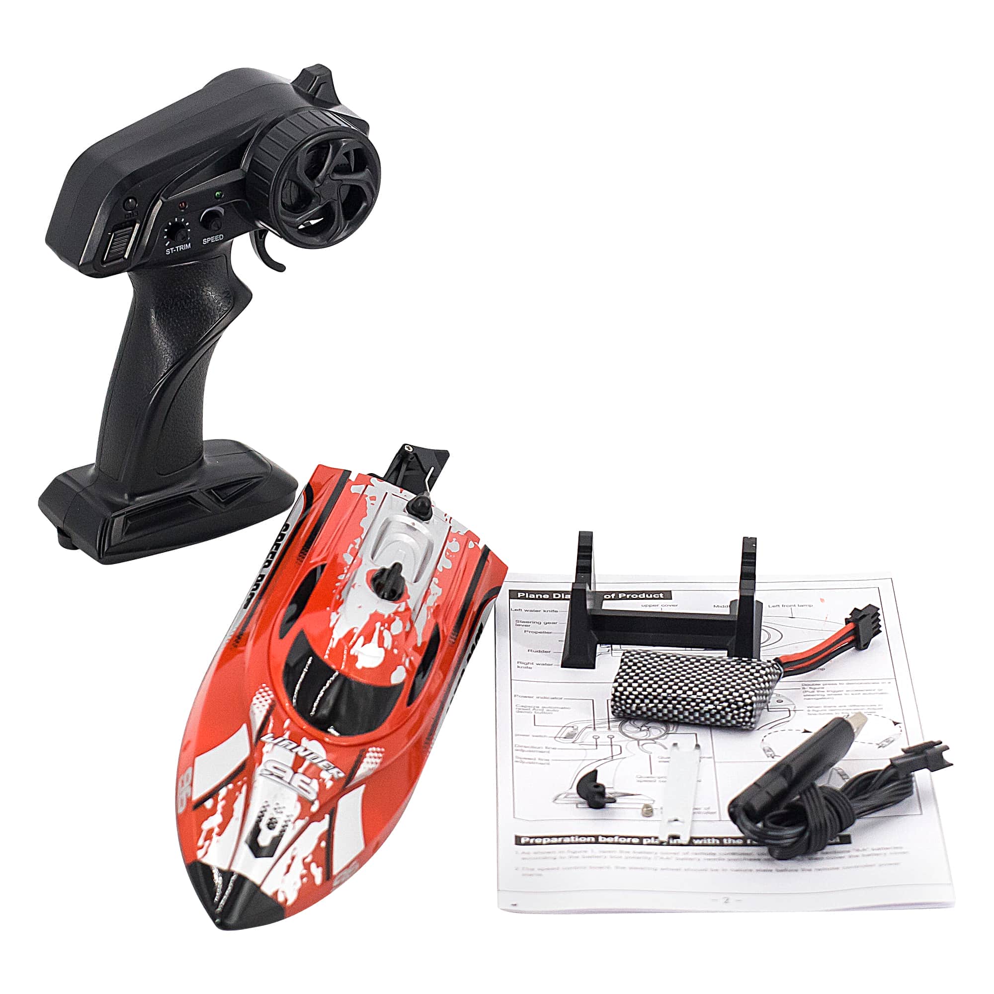 картинка Радиоуправляемый катер Wander (30 см, LED, 25 км/ч) - HJ820-RED 