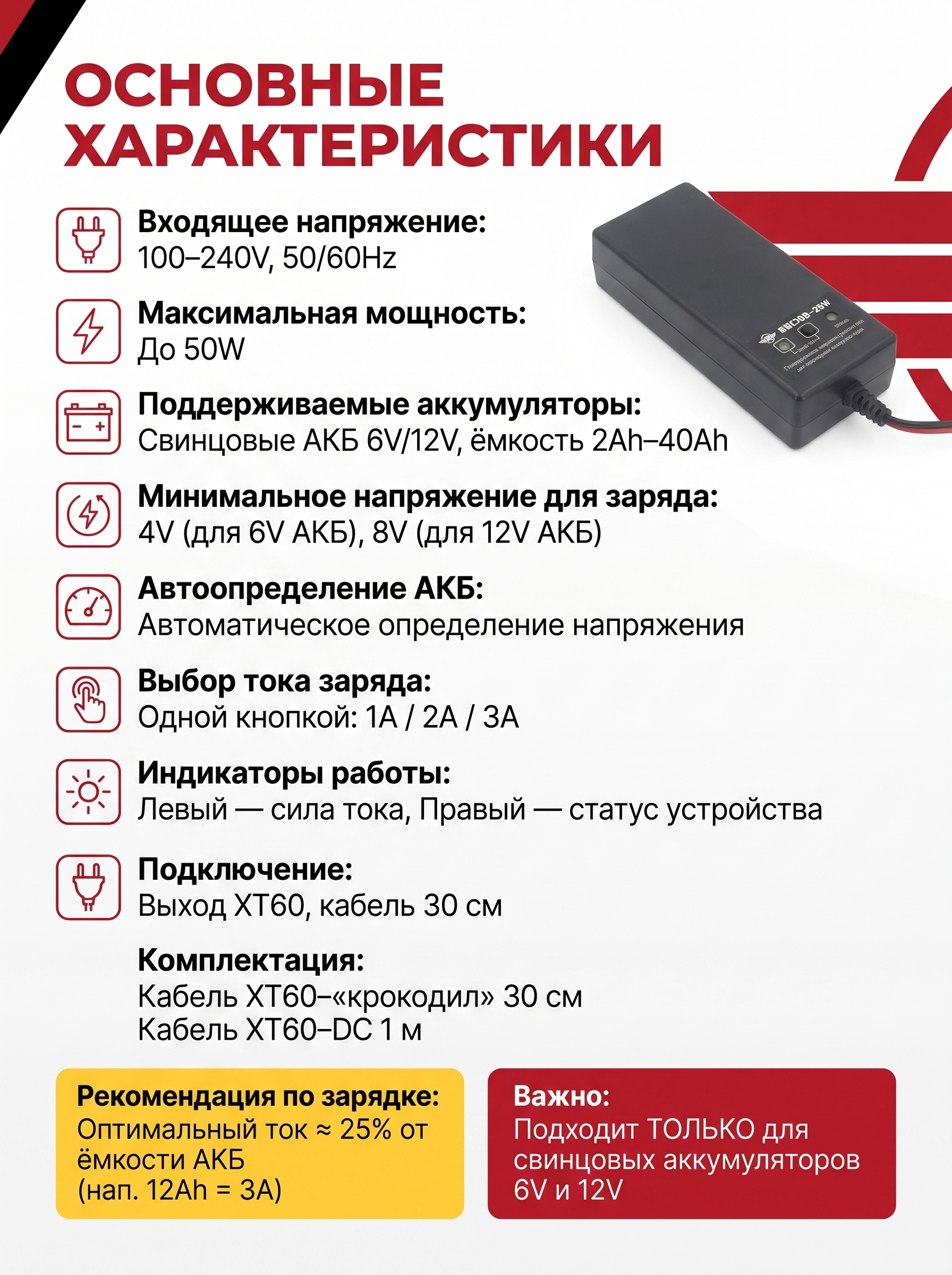 картинка Универсальное зарядное устройство для электромобиля - RWC300 