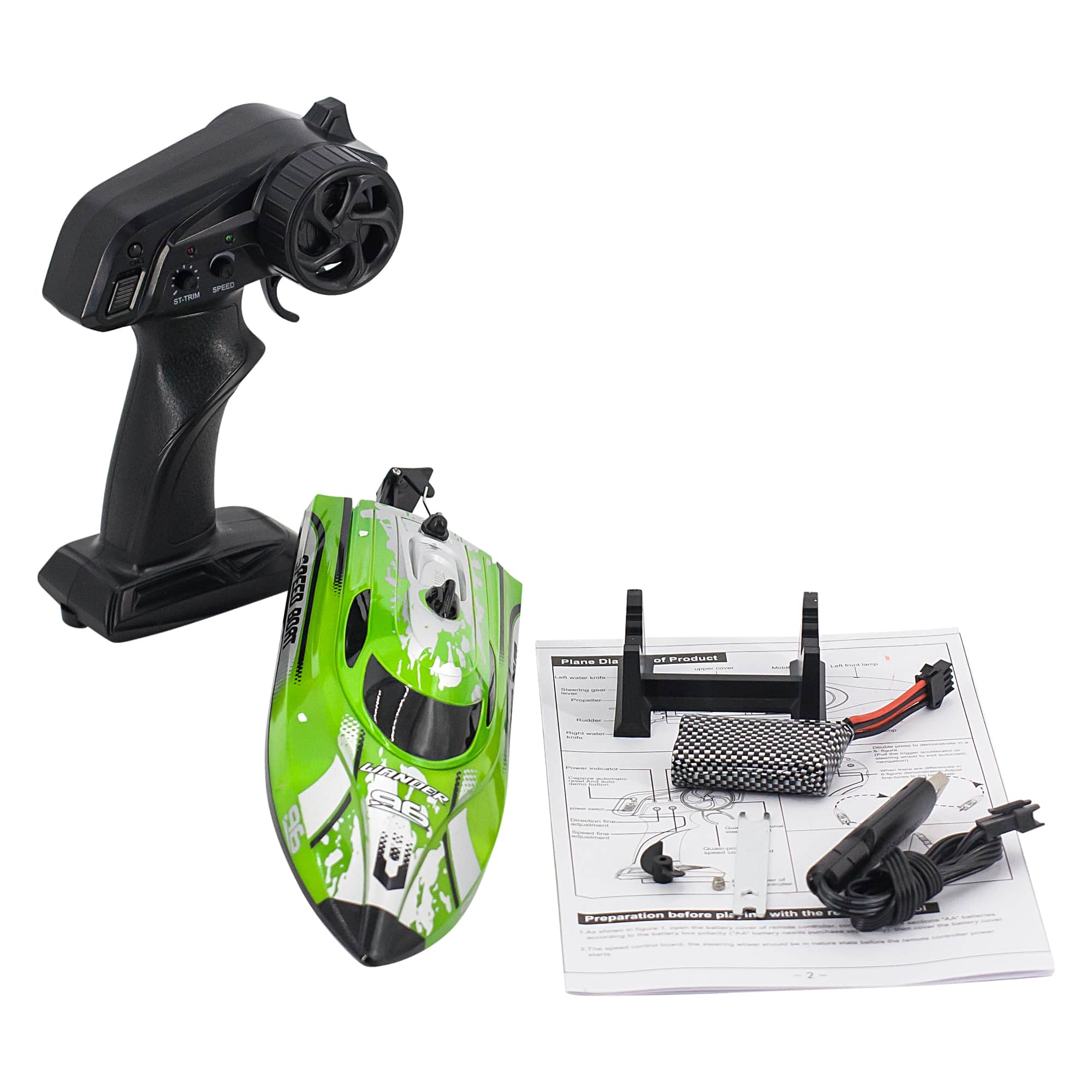 картинка Радиоуправляемый катер Wander (30 см, LED, 25 км/ч) - HJ820-GREEN 