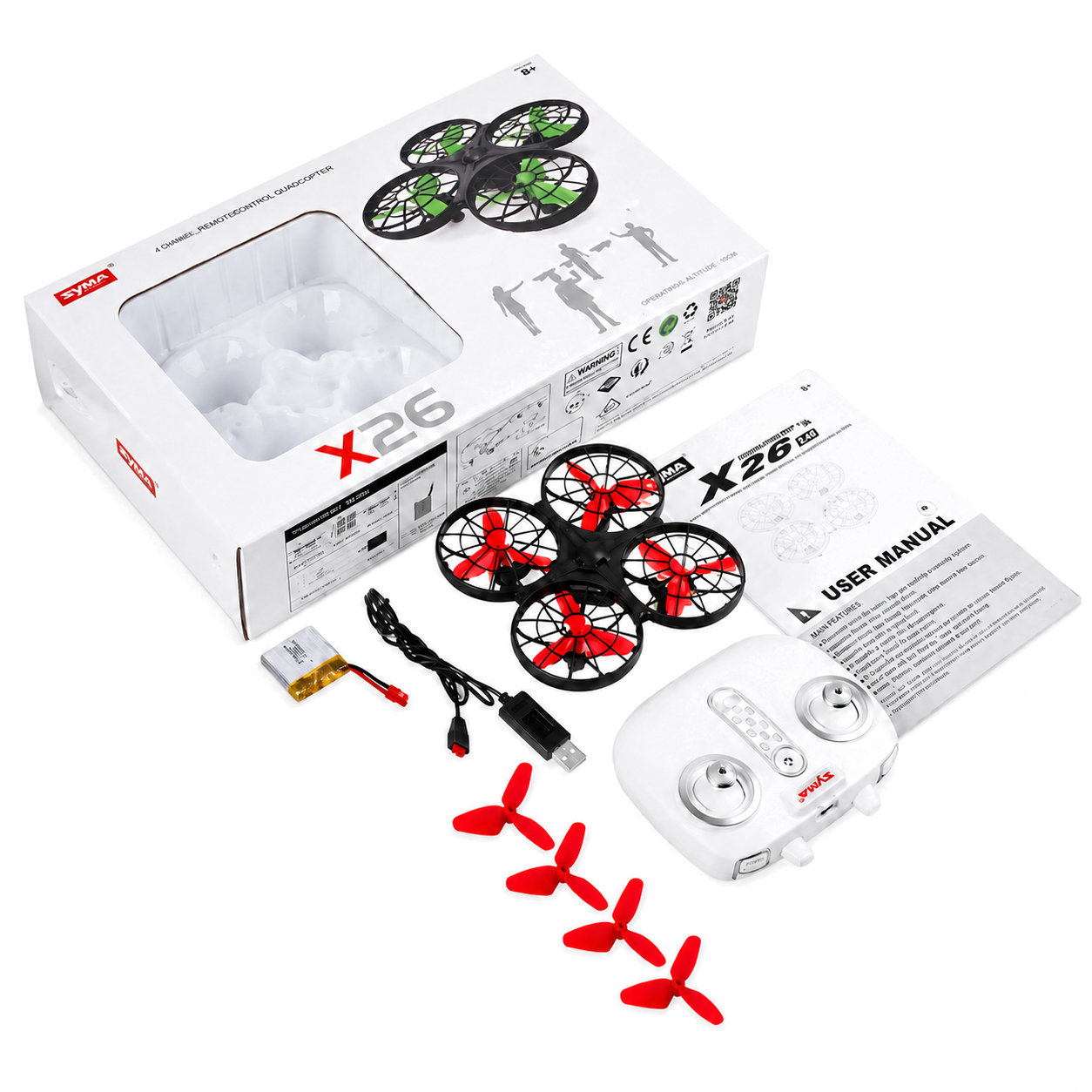 картинка Радиоуправляемый квадрокоптер Syma X26 красный RTF 2.4G - SYMA-X26-RED 