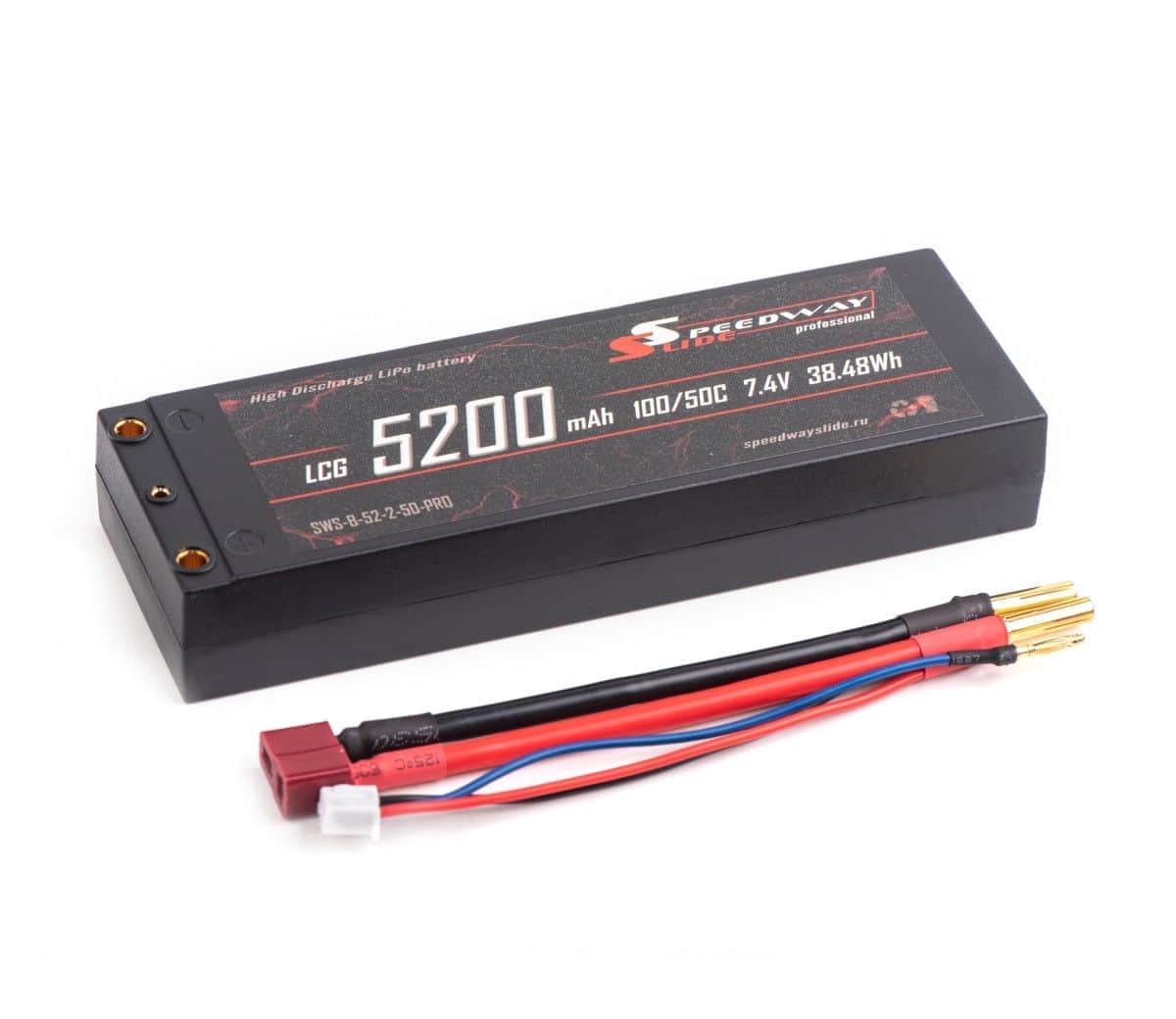картинка Аккумулятор Speedway Slide Li-Po PRO LCG Series Hard case 7.4v 5200mAh 50C Banana Connector / T-Plug 