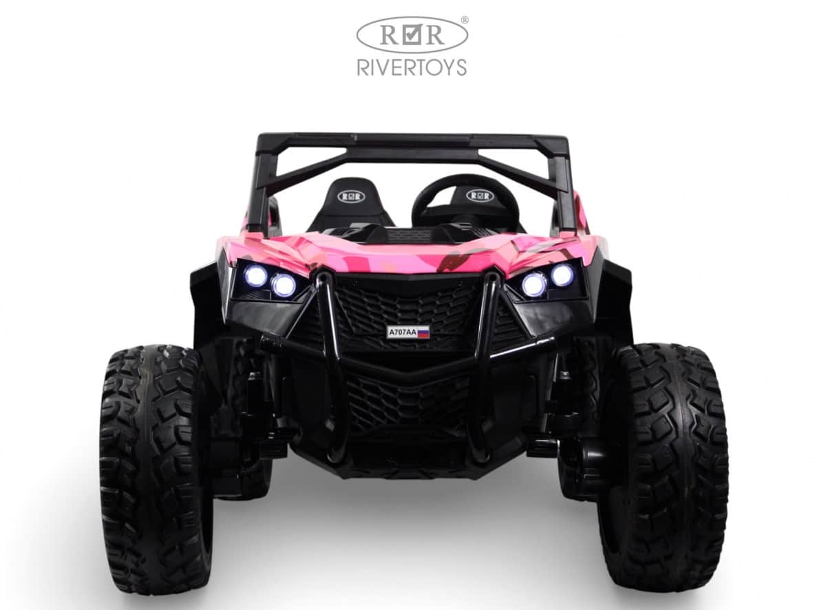 картинка Детский электромобиль A707AA LUX NEW 4WD розовый камуфляж 