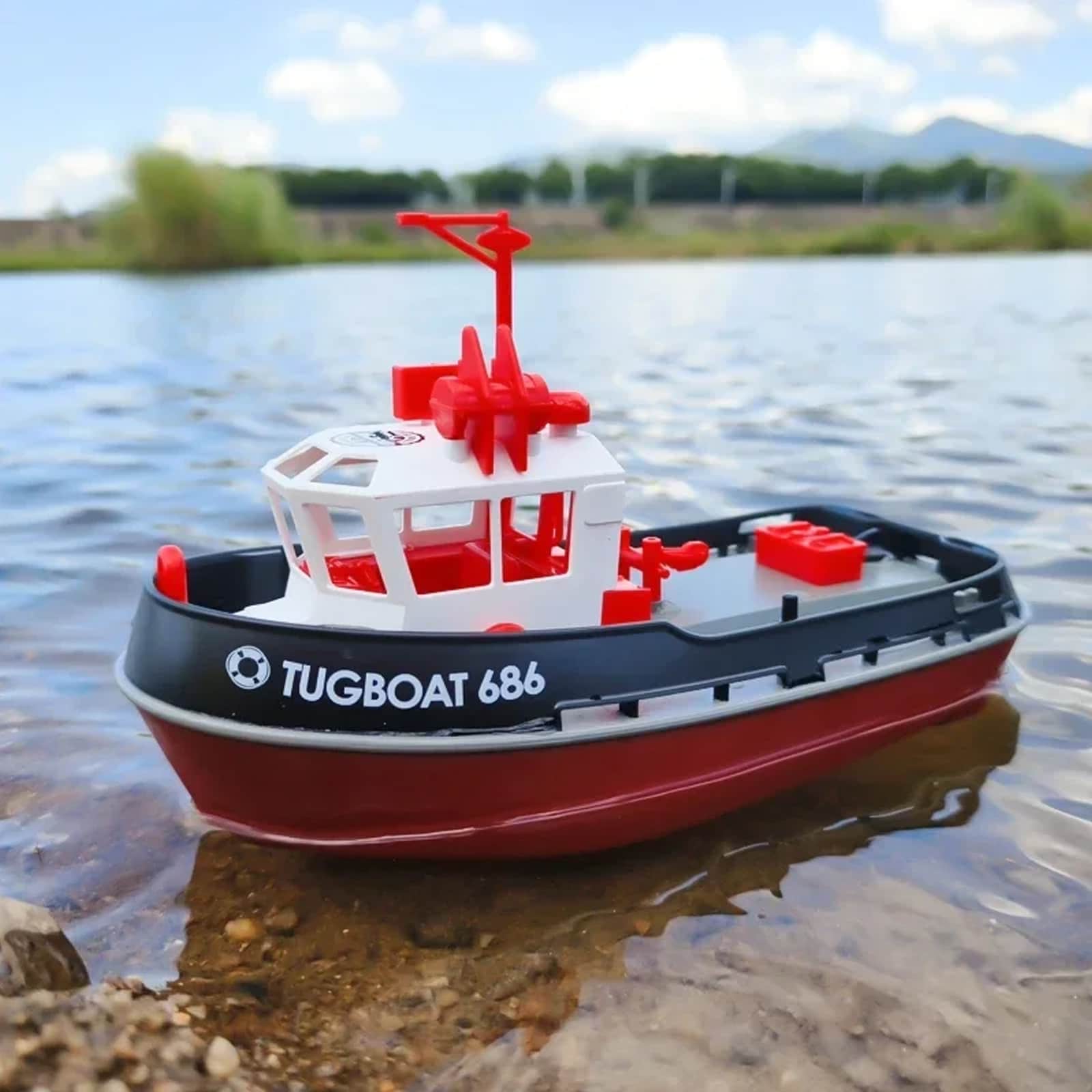 картинка Радиоуправляемый буксир Tugboat черный 2.4G 1:72 - HL-3800-B 