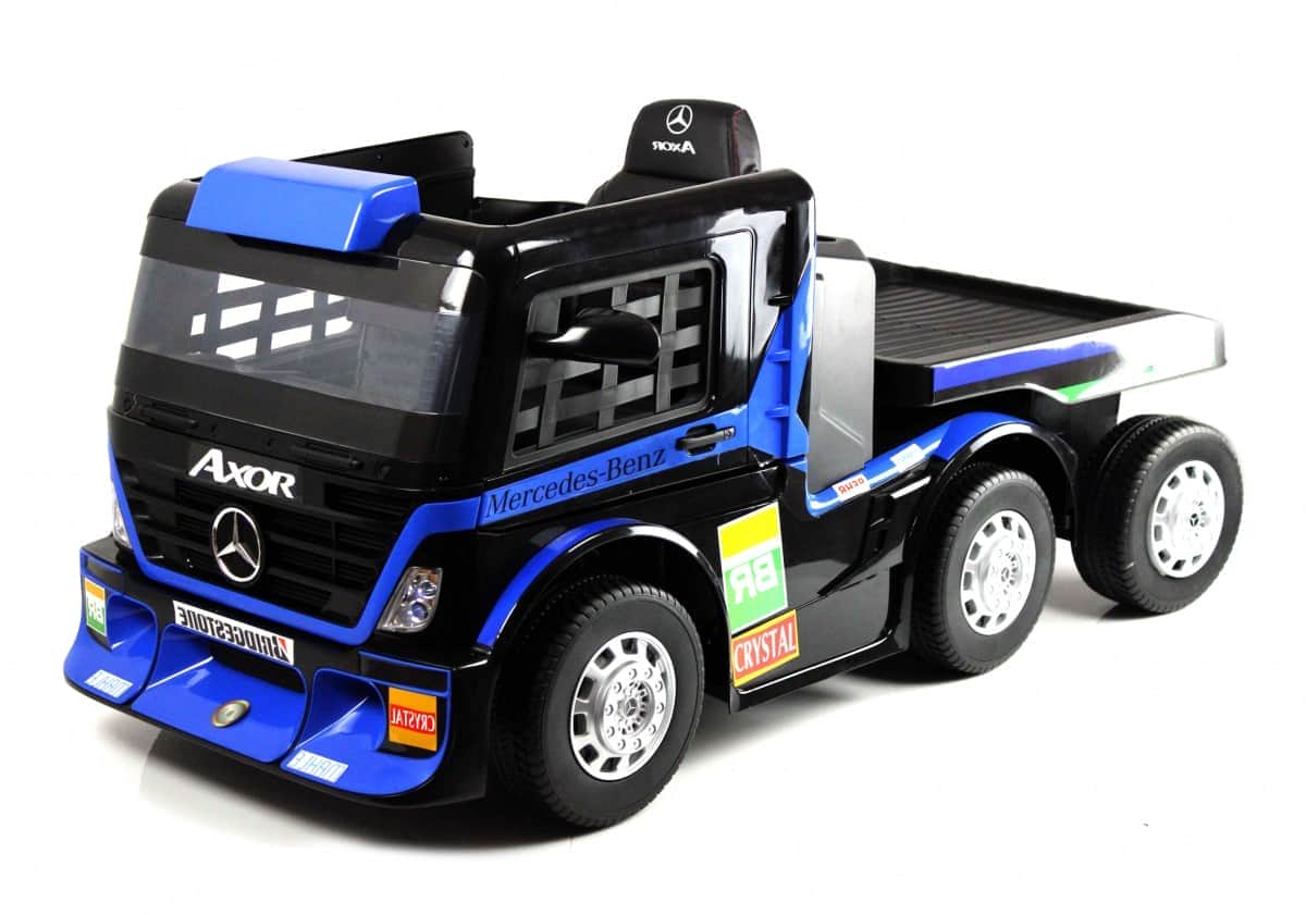 картинка Детский электромобиль Mercedes-Benz Axor с прицепом (H777HH) темно-синий 