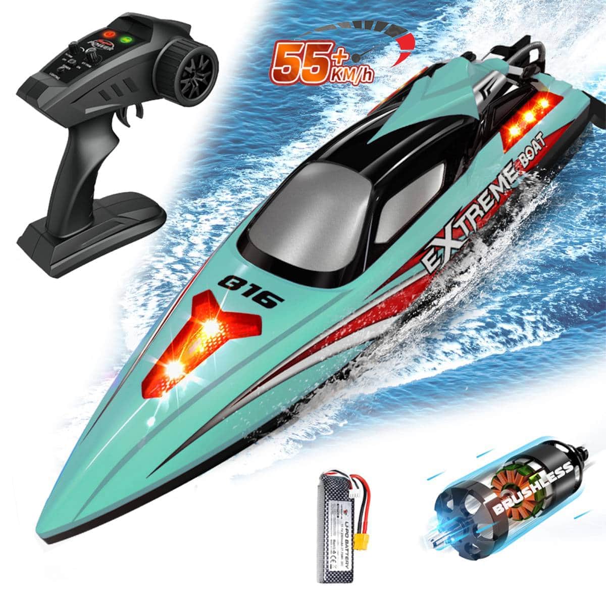 картинка Радиоуправляемый катер Blue Extreme (48 см, 55 км/ч, Brushless, 2.4G) - HJ816PRO-BLUE 