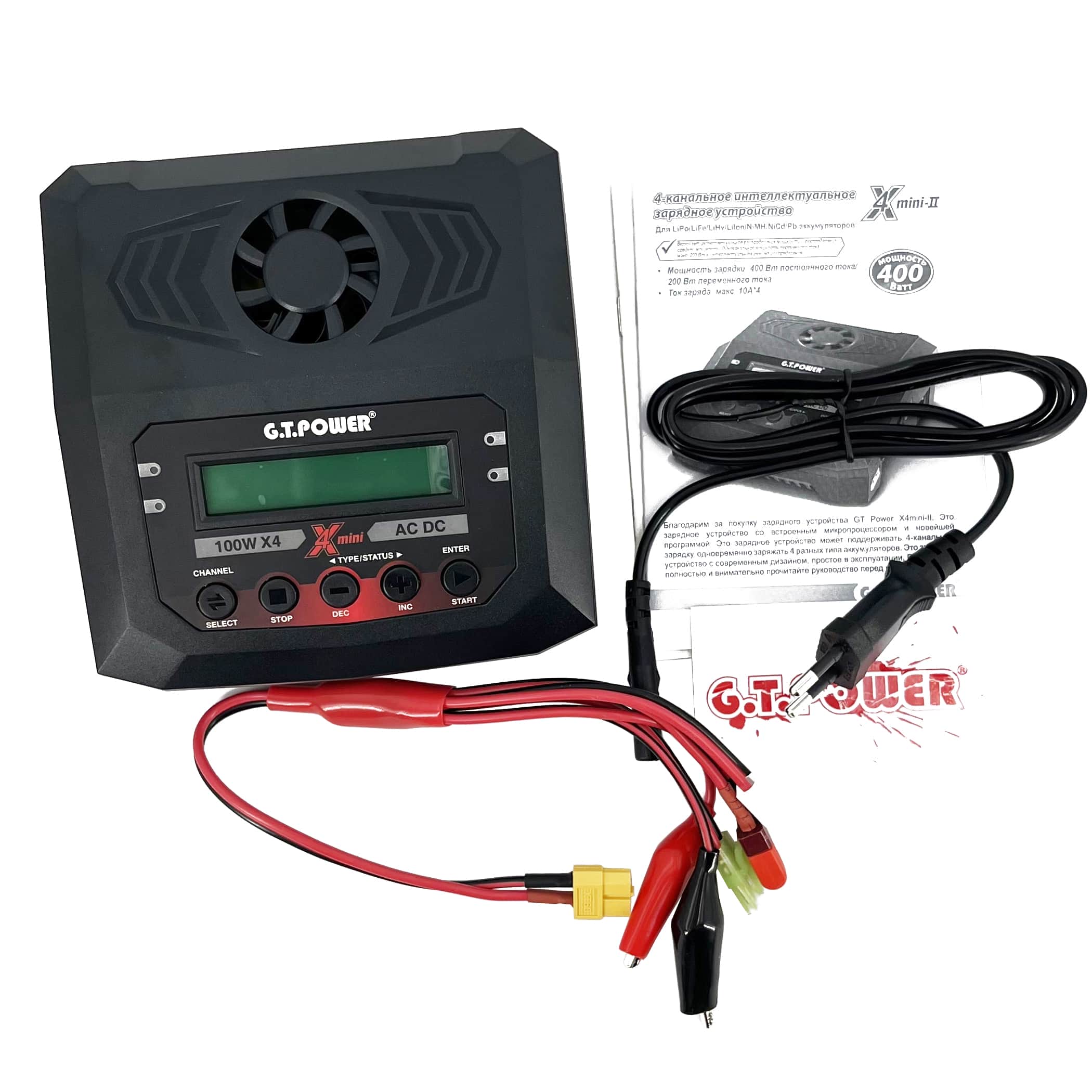 картинка Универсальное зарядное устройство G.T.Power X4 MINI 19-26/220В, 10Aх4, 400W - GTP-X4-MINI 