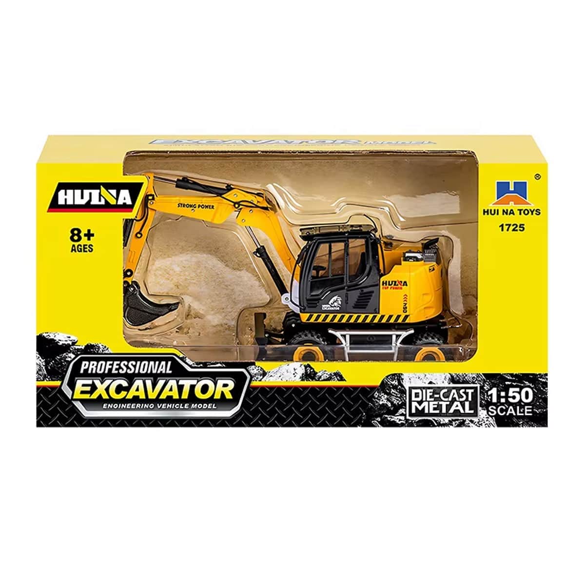 картинка Масштабная модель экскаватор-бульдозер Huina 1:50 - HN1725-YELLOW 