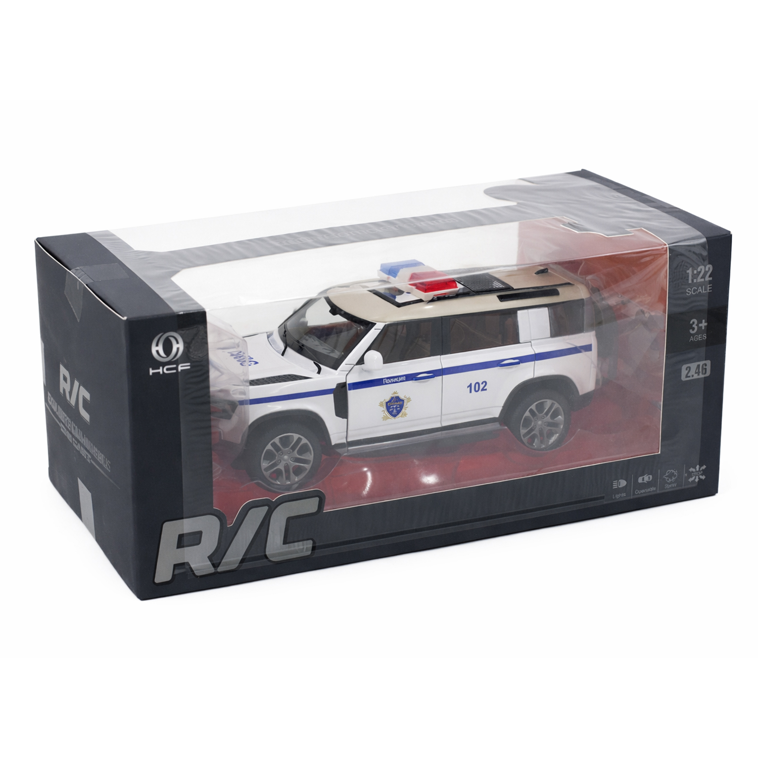 картинка Радиоуправляемая металлическая полицейская машина Land Rover Defender 1:22 - HCL-3610-WHITE 