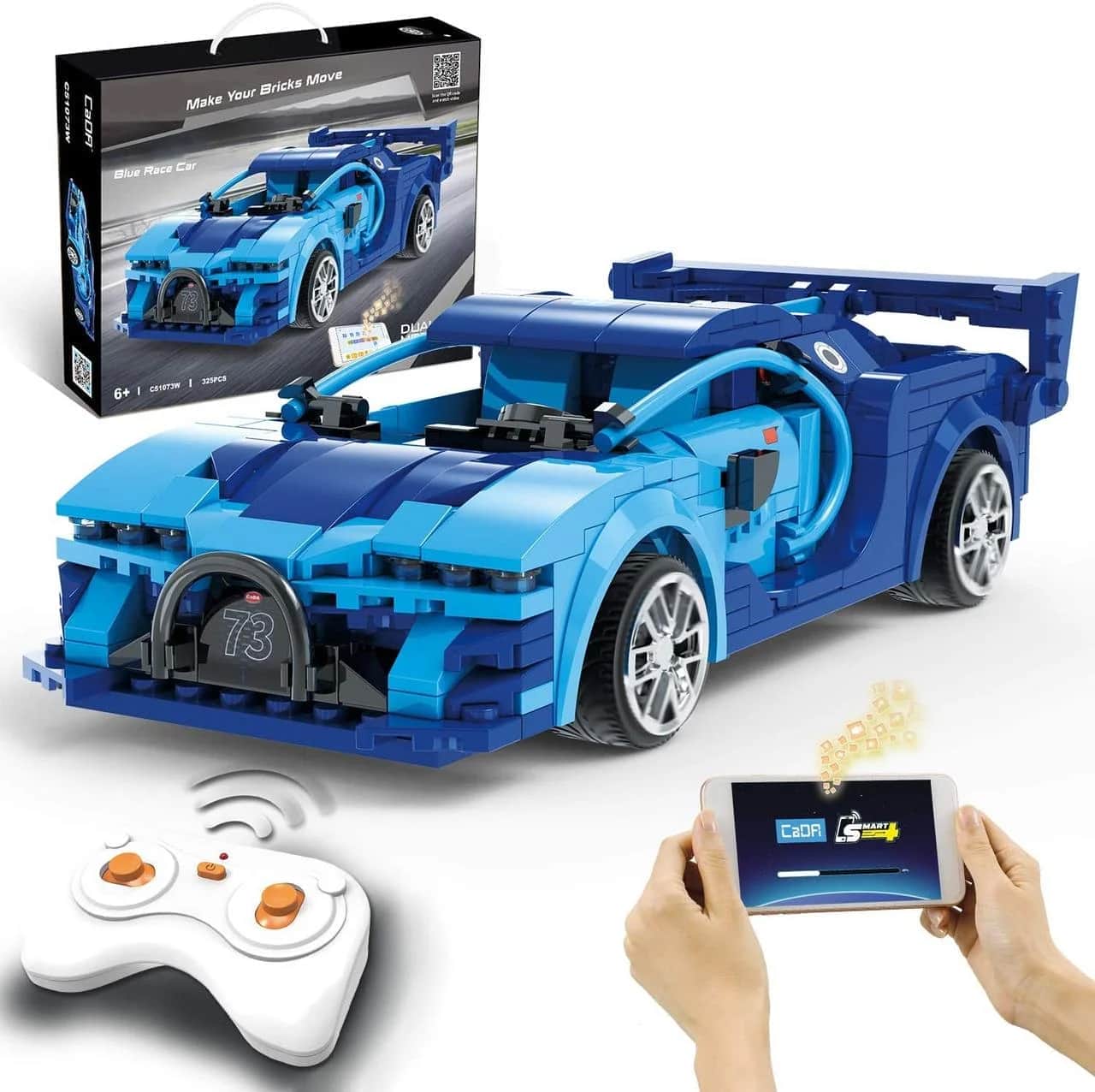 картинка Радиоуправляемый конструктор CADA спортивный автомобиль Blue Race Car, 325 деталей - C51073W 