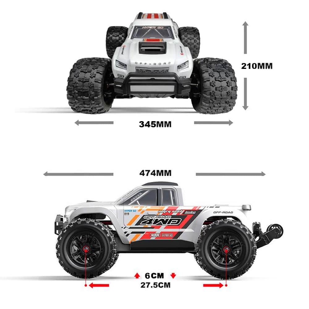 картинка Радиоуправляемый монстр MJX Hyper Go V2 Brushless 4WD 1:10 - MJX-10208-V2-WHITE 