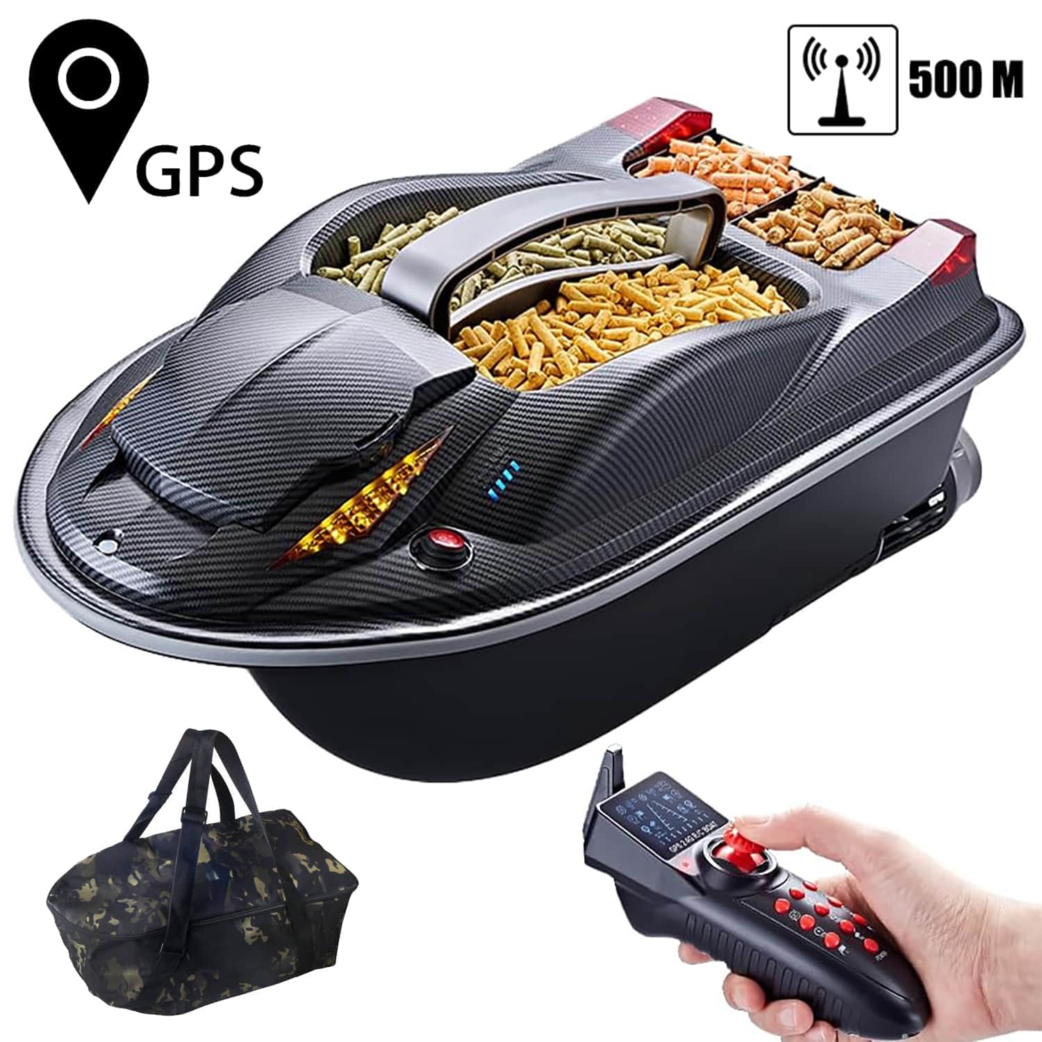 картинка Прикормочный кораблик / катер для рыбалки с GPS - HJ817-BAG 