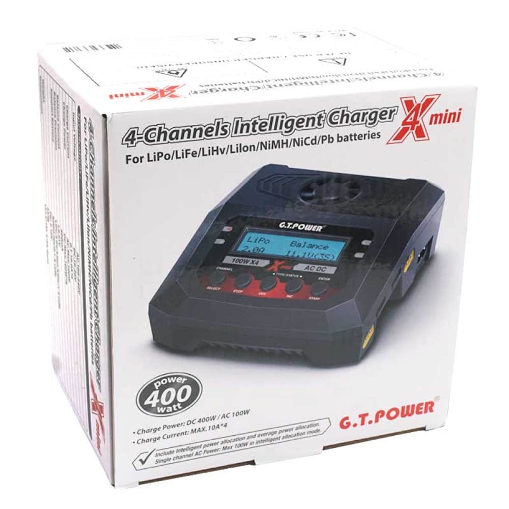 картинка Универсальное зарядное устройство G.T.Power X4 MINI 19-26/220В, 10Aх4, 400W - GTP-X4-MINI 