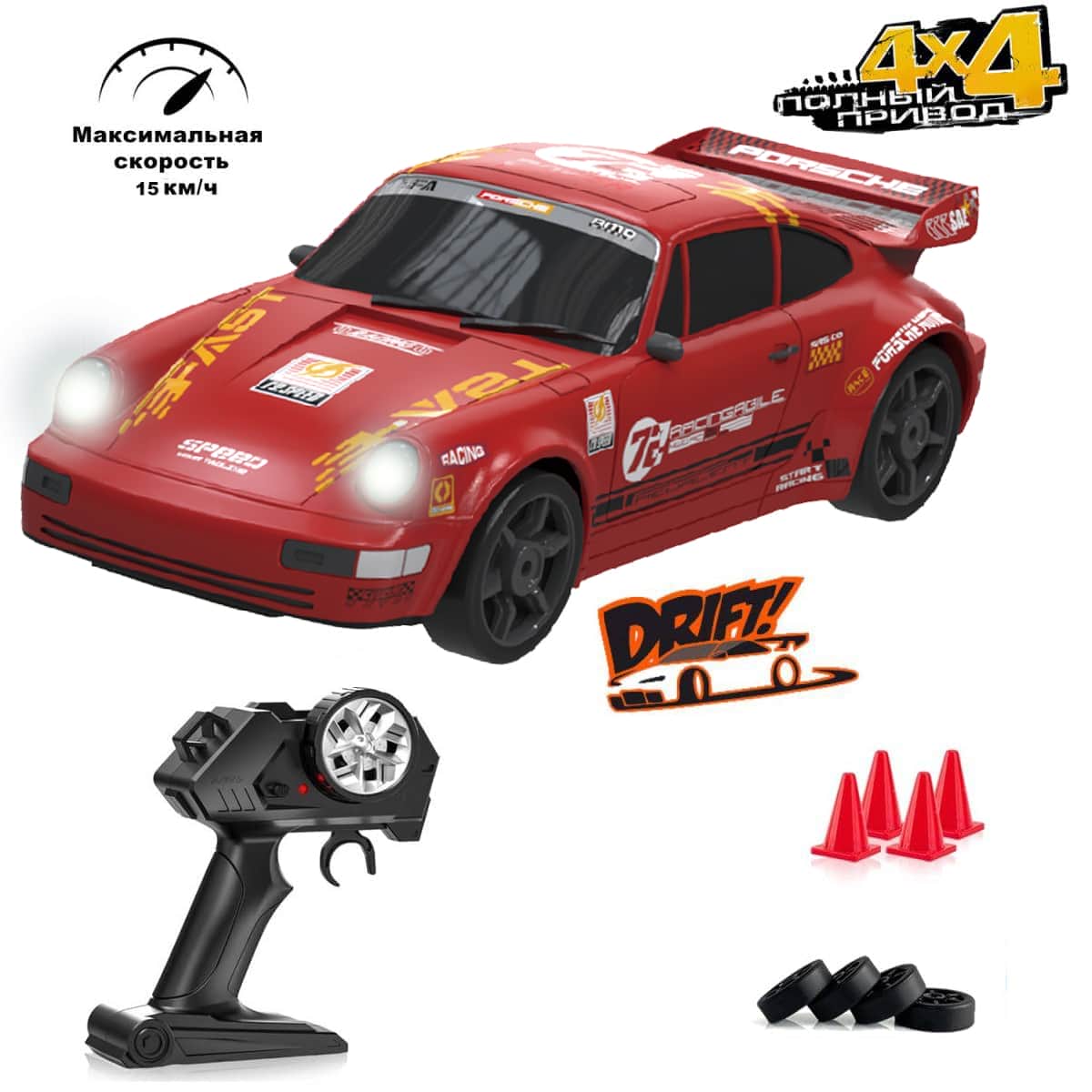 картинка Радиоуправляемая машина для дрифта Porsche 911 GT RS 4WD 1:24 - 757-4WD33D 