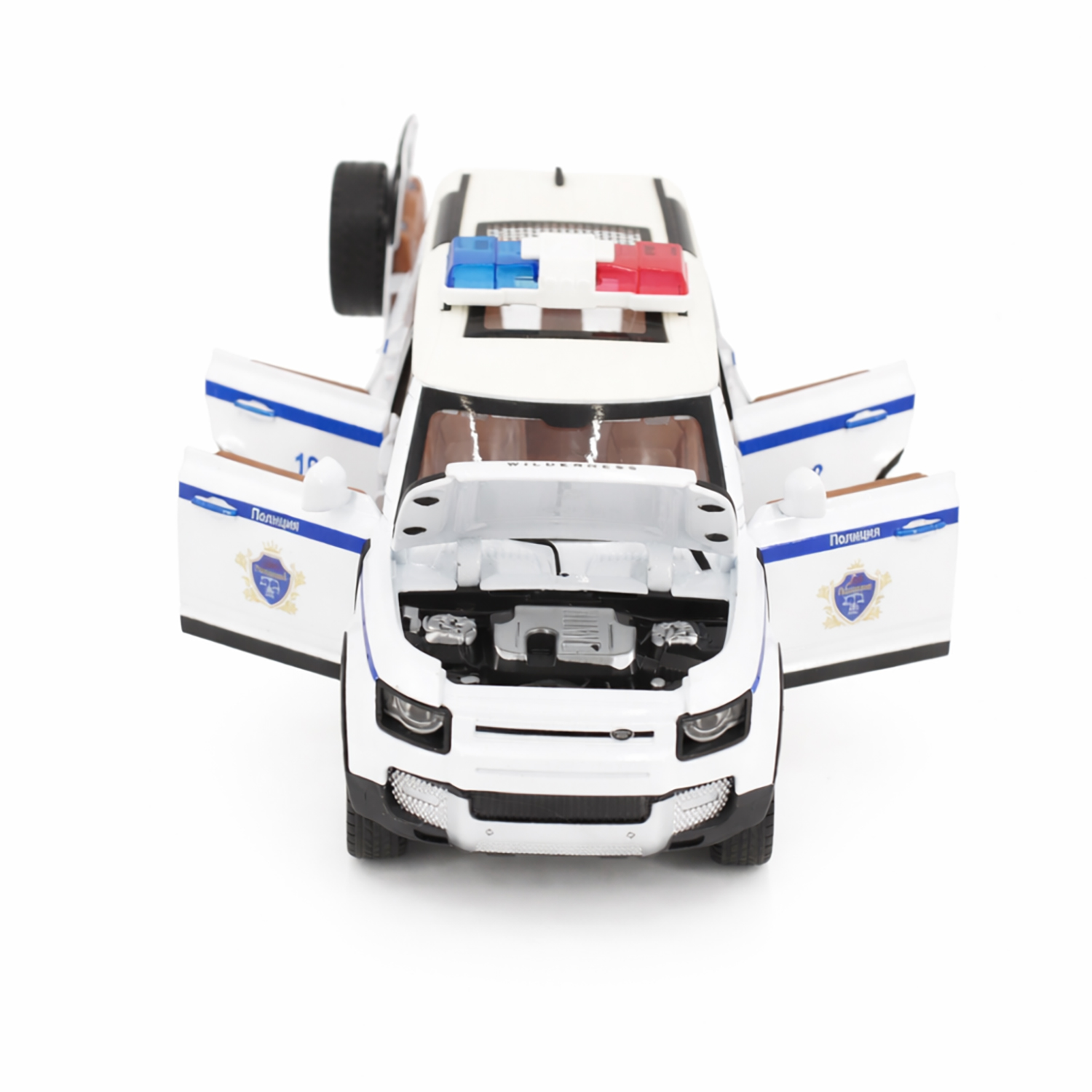 картинка Радиоуправляемая металлическая полицейская машина Land Rover Defender 1:22 - HCL-3610-WHITE 