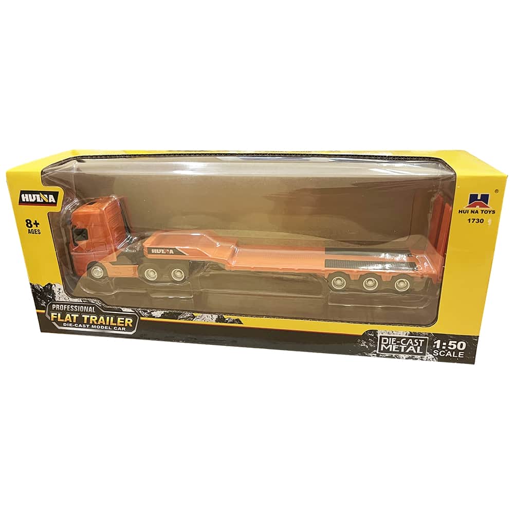 картинка Металлический грузовик трейлер HUI NA TOYS масштаб 1:50 - HN1730-ORANGE 