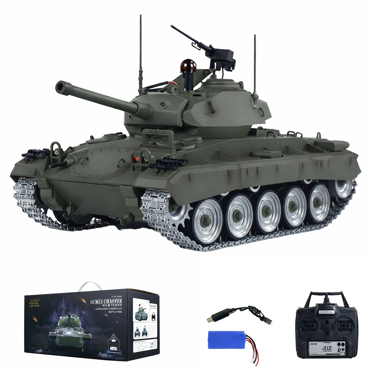 картинка Радиоуправляемый танк M24 Chaffee Upgrade - TD-M2402U 