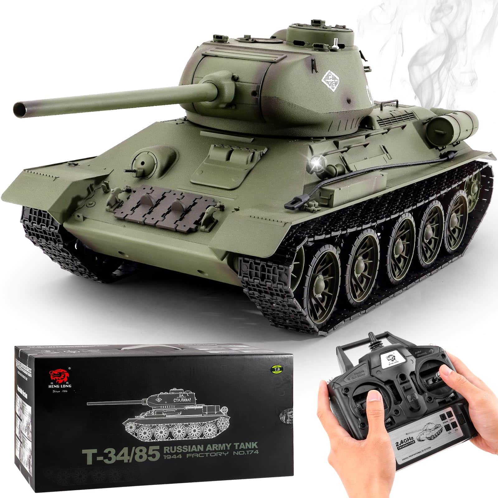 картинка Радиоуправляемый танк Heng Long T-34 V7.0 масштаб 1:16 RTR 2.4GHz - 3909-1 V7.0 