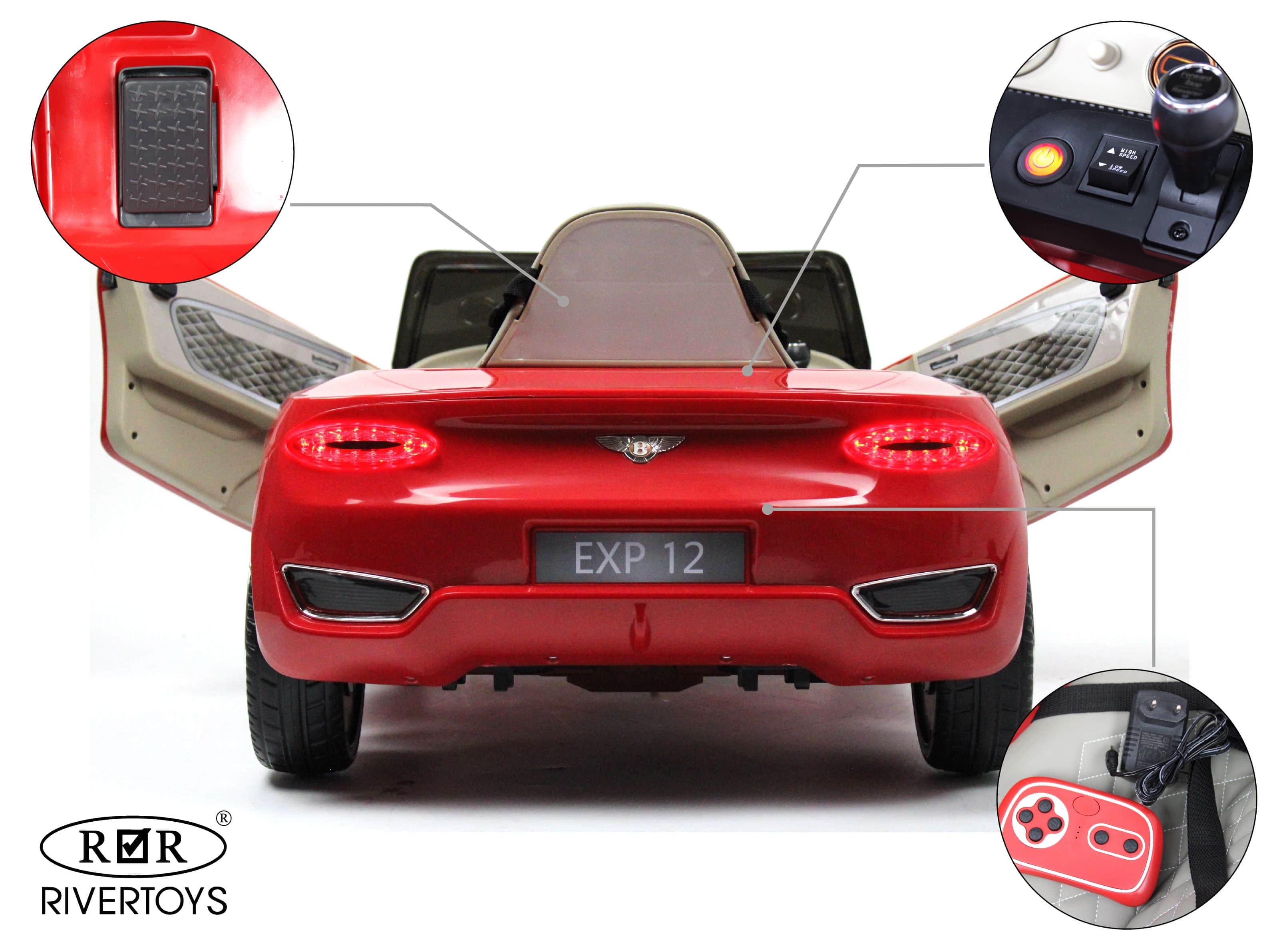 картинка Детский электромобиль Bentley EXP12 (JE1166) красный 