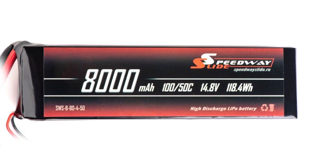 картинка Аккумулятор Speedway Slide 164x44x43mm Li-Po 8000mAh 4S 14.8V 50C SOFT case XT60 