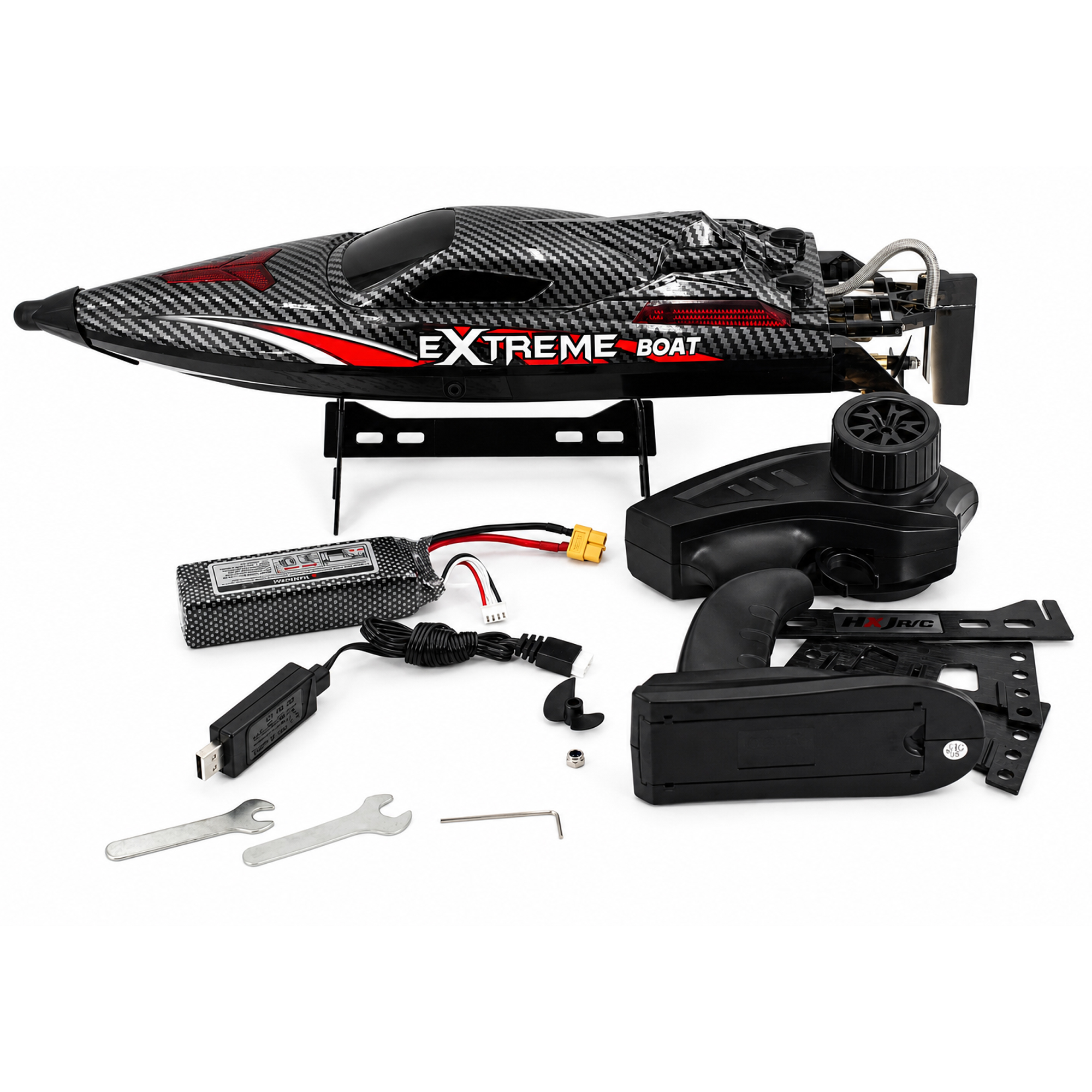 картинка Радиоуправляемый катер Black Extreme (48 см, 55 км/ч, Brushless) - HJ816PRO-CARBON-BLACK 