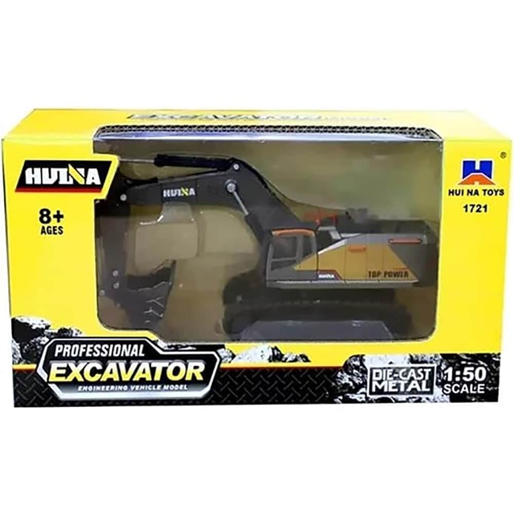 картинка Металлический гусеничный экскаватор HUI NA TOYS масштаб 1:50 - HN1721-YELLOW 