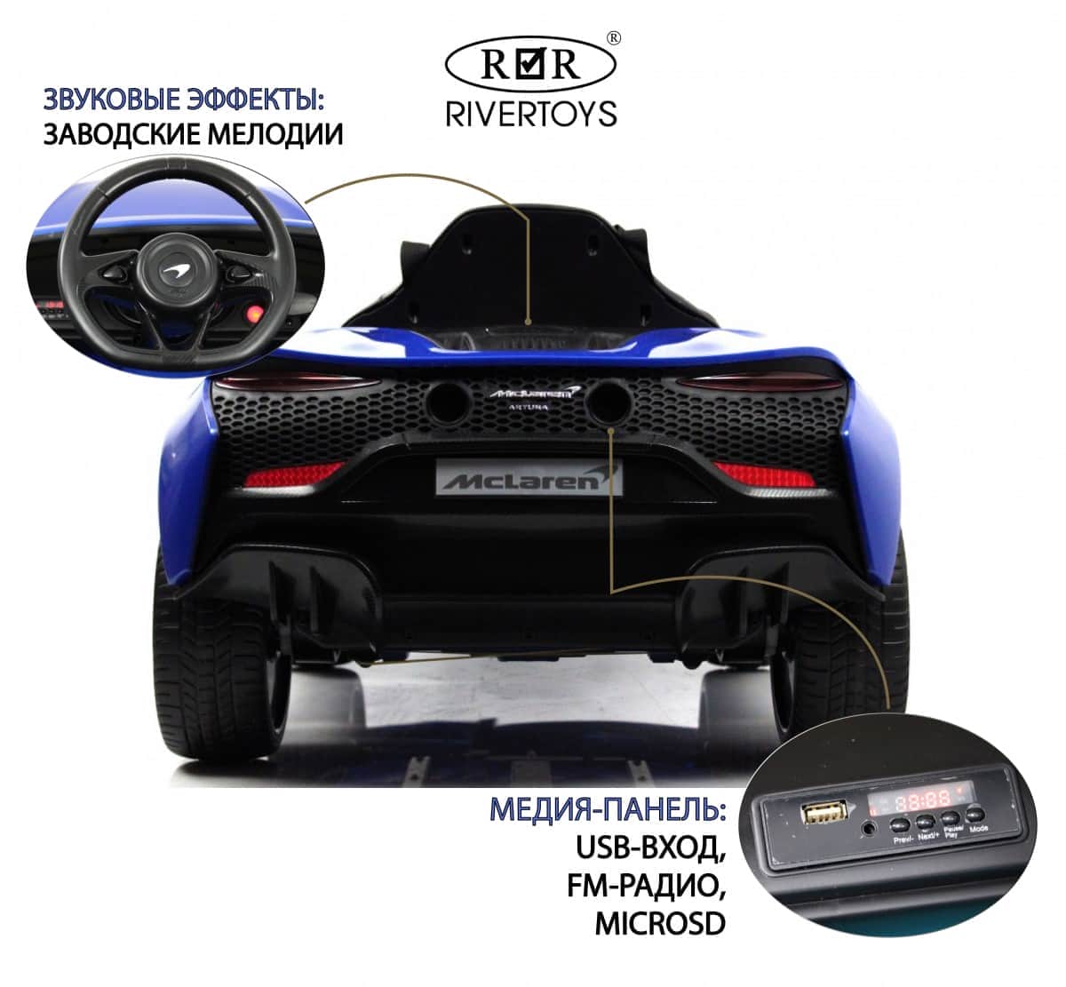 картинка Детский электромобиль McLaren Artura (P888BP) синий 