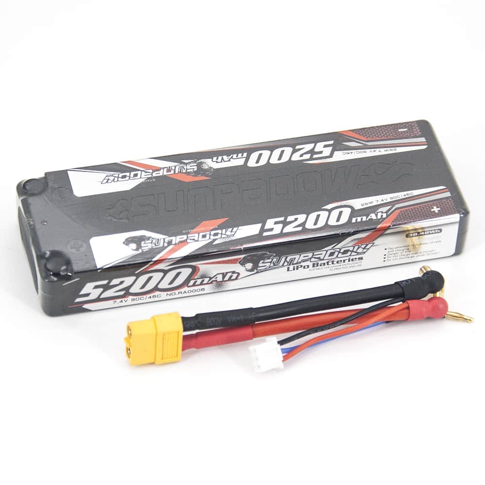 картинка Аккумулятор Sunpadow Li-Po 7.4V 5200 45C Slim XT60 plug - SP-5200-2-45C-S-X 