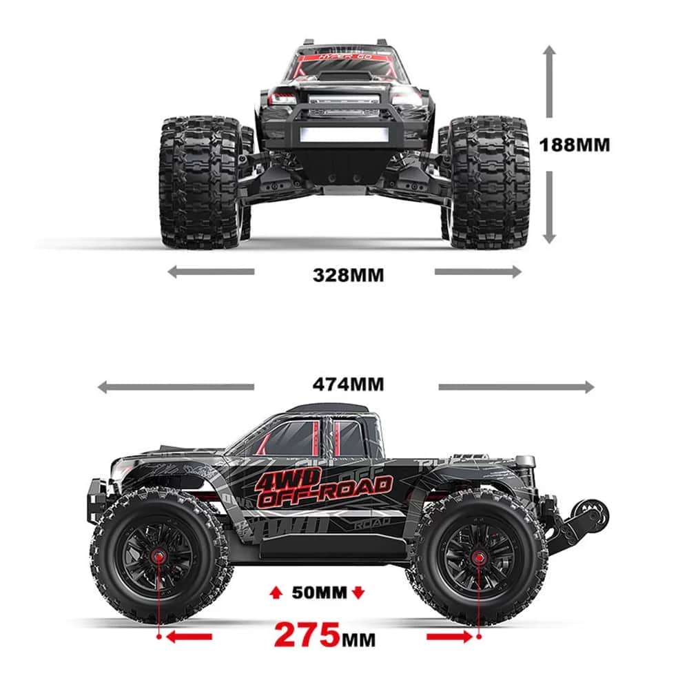 картинка Радиоуправляемый монстр MJX Hyper Go Brushless 4WD 2.4G LED 1:10 - MJX-10208-V1-BLACK 