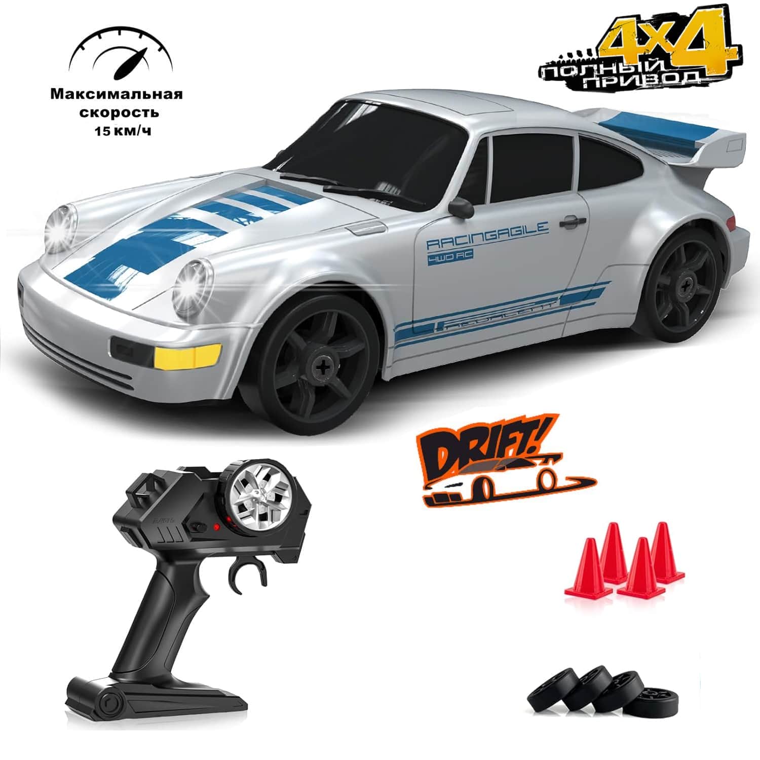 картинка Радиоуправляемая машина для дрифта Porsche 911 GT RS 4WD 1:24 - 757-4WD33A 