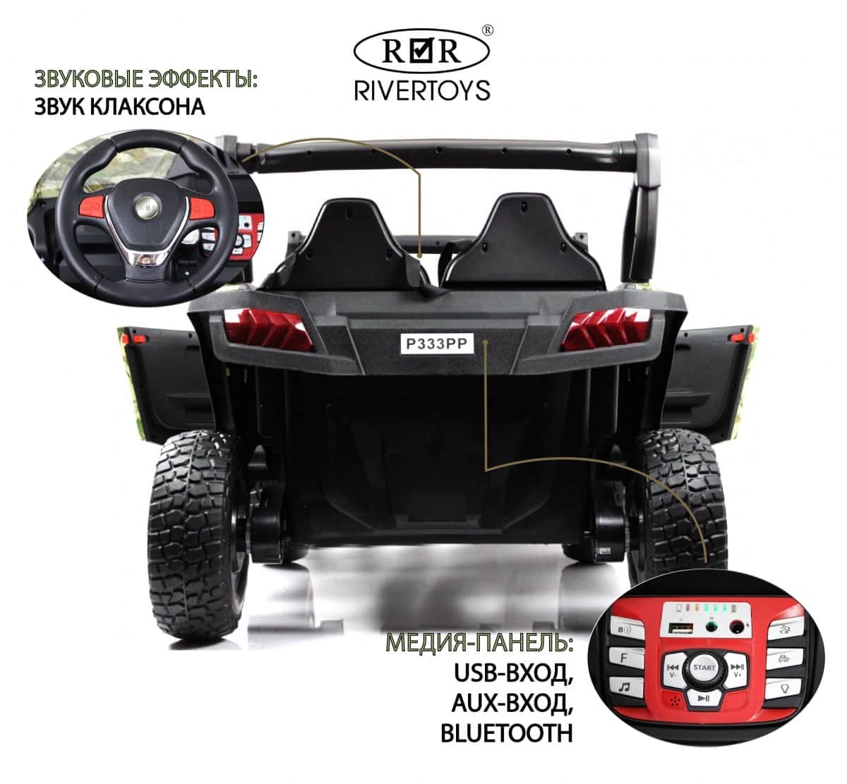 картинка Детский электромобиль P333PP (Buggy) зеленый камуфляж 