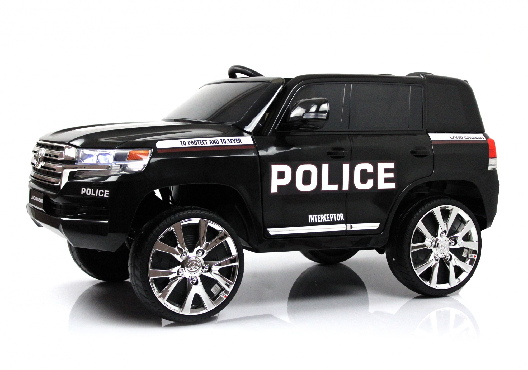 картинка Детский электромобиль Toyota Land Cruiser 200 (JJ2022) полицейский черный 