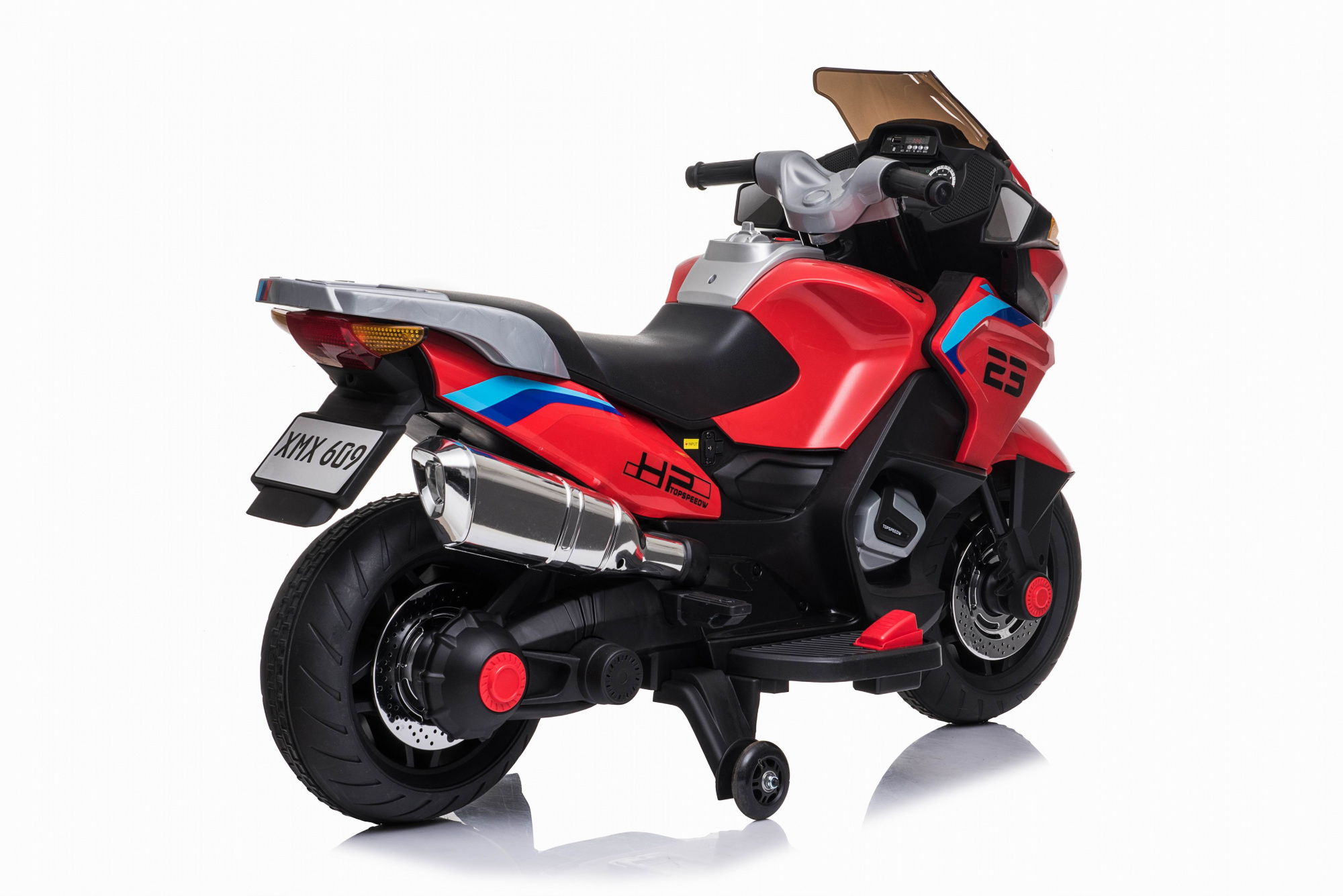 картинка Детский электромотоцикл XMX (красный, EVA, с ручкой газа, 12V) - XMX609-RED 