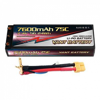 картинка Аккумулятор Vant Li-Po 7.4V 7600 75C S XT60 plug - VANT-7600-75C-2S-X 