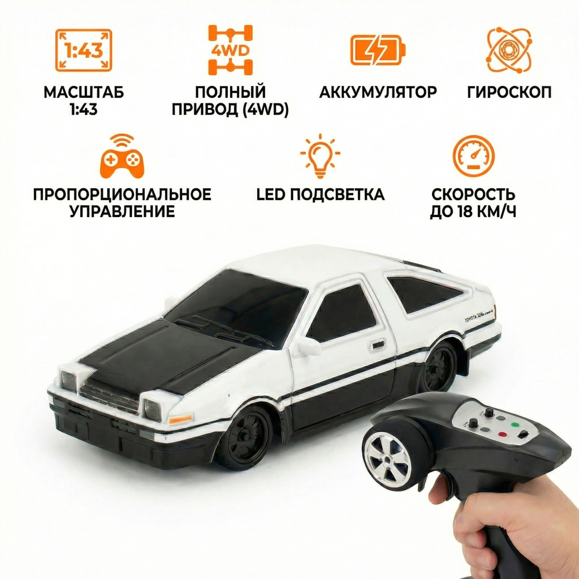 картинка Радиоуправляемая дрифт машина Toyota AE86 1:43 - RC43-A1 