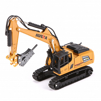 картинка Металлический экскаватор с отбойным молотом HUI NA TOYS масштаб 1:60 - HN1811 