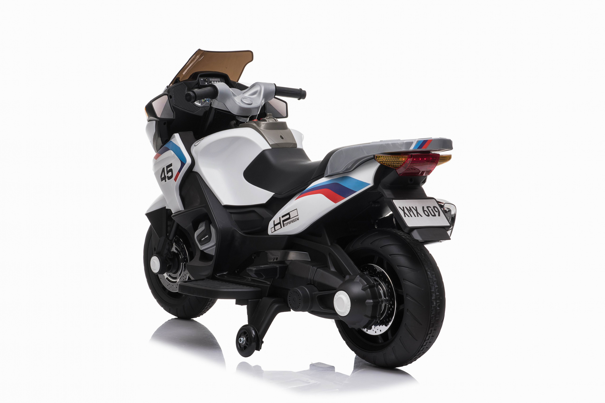 картинка Детский электромотоцикл XMX (белый, EVA, с ручкой газа, 12V) - XMX609-WHITE 