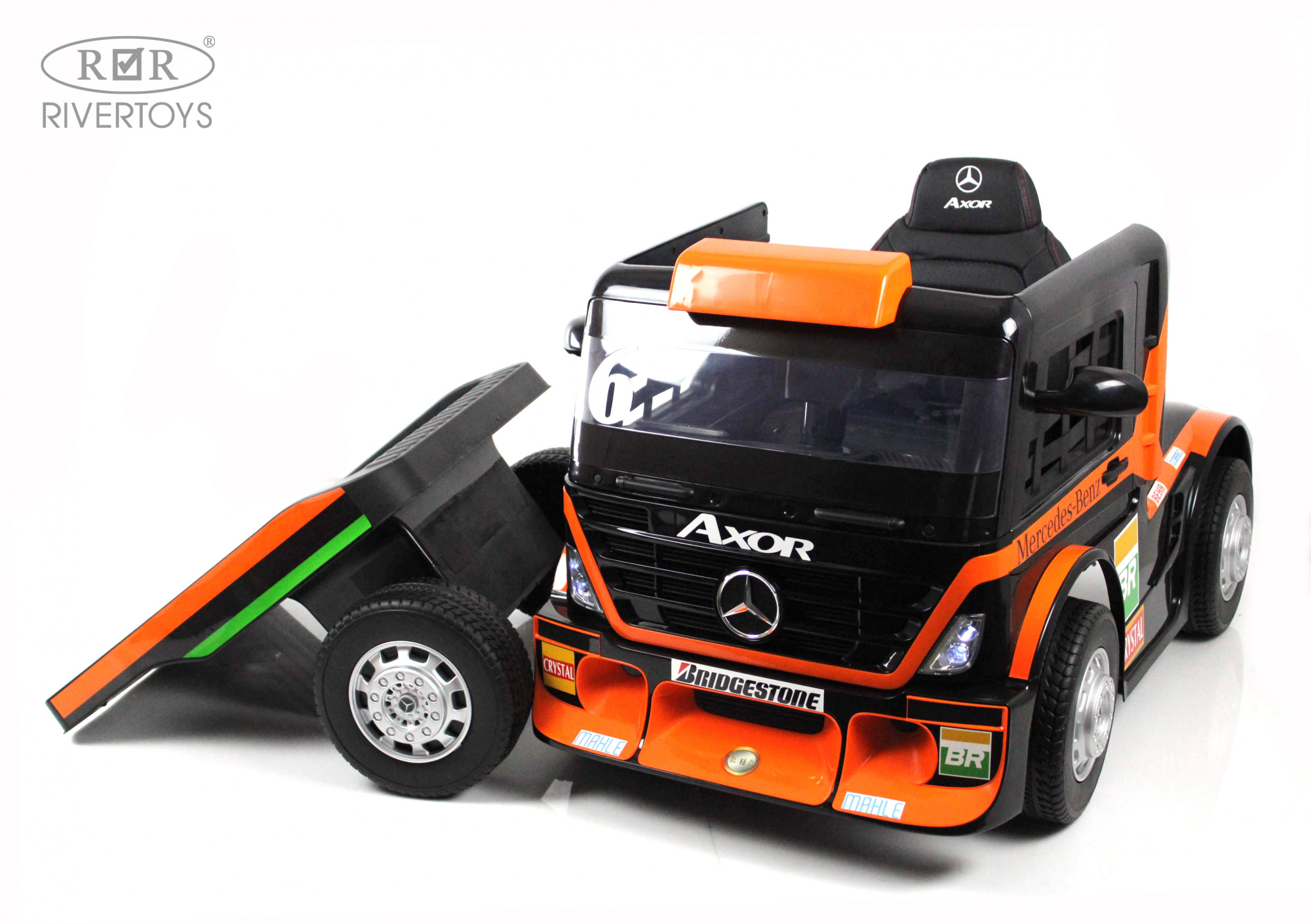 картинка Детский электромобиль Mercedes-Benz Axor с прицепом (H777HH) оранжевый 