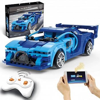 картинка Радиоуправляемый конструктор CADA спортивный автомобиль Blue Race Car, 325 деталей - C51073W 