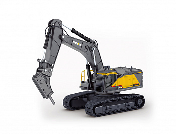 картинка Металлический экскаватор с отбойным молотом HUI NA TOYS масштаб 1:50 - HN1723-YELLOW 