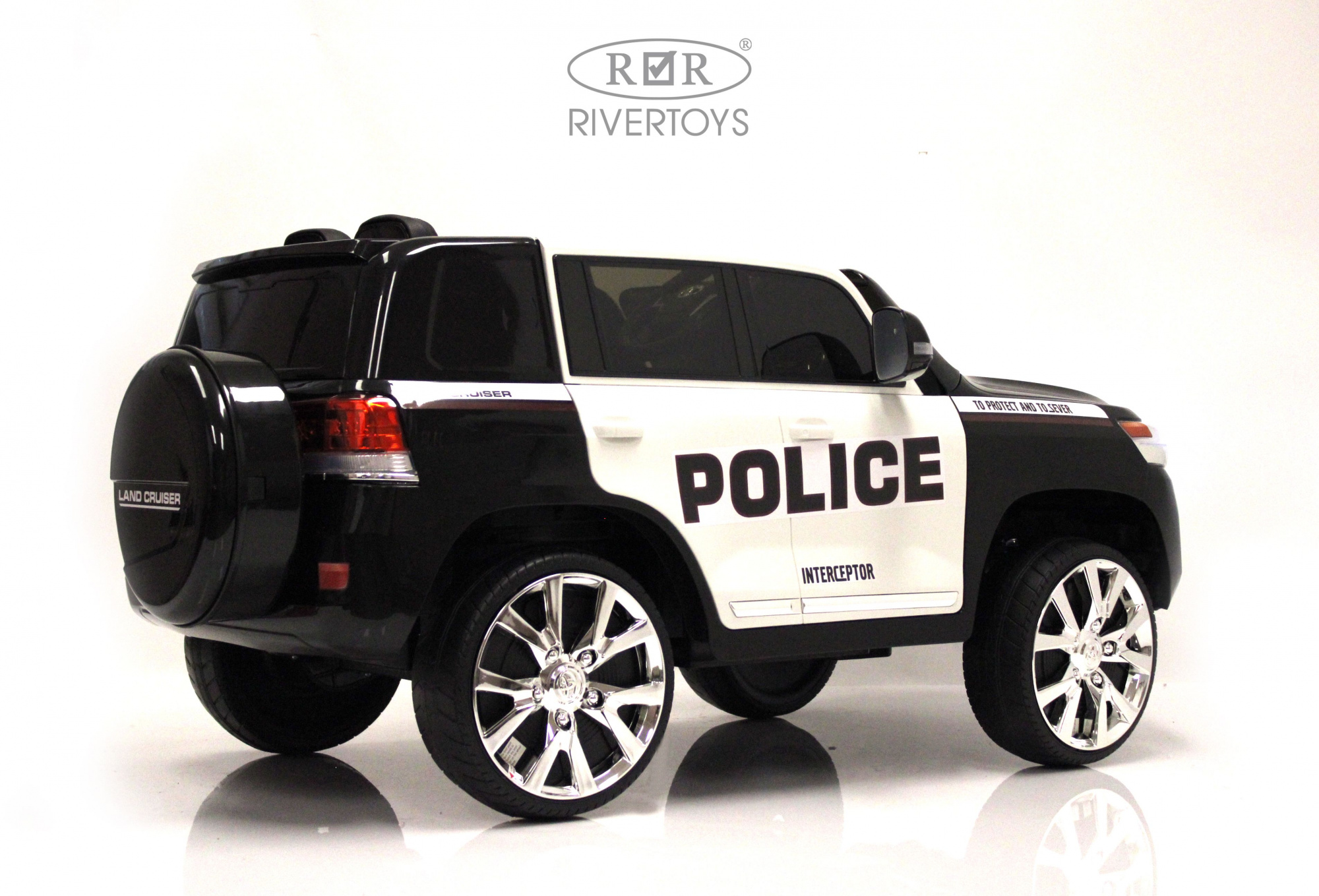 картинка Детский электромобиль Toyota Land Cruiser 200 (JJ2022) полицейский белый 