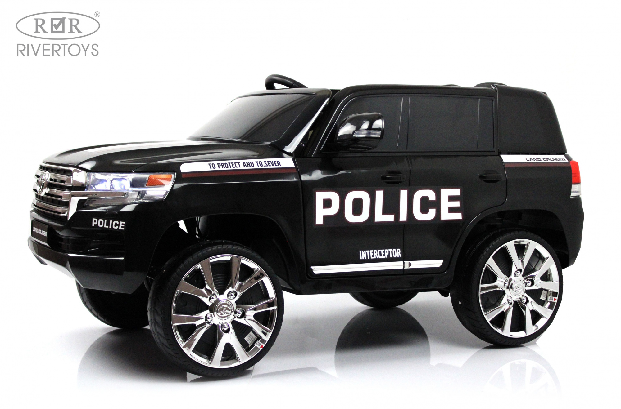 картинка Детский электромобиль Toyota Land Cruiser 200 (JJ2022) полицейский черный 