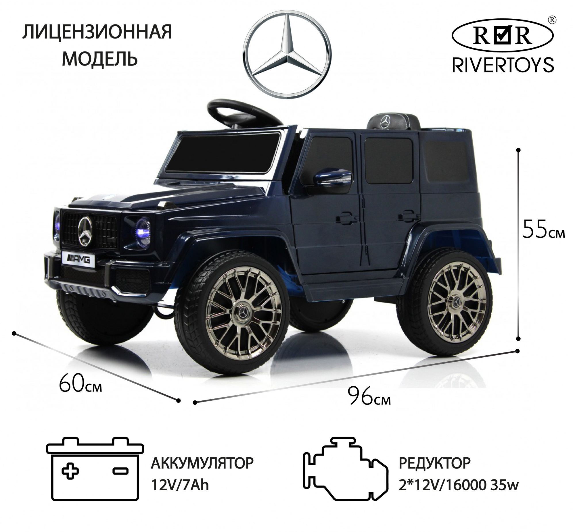 картинка Детский электромобиль Mercedes-AMG G63 (G222GG) синий глянец 