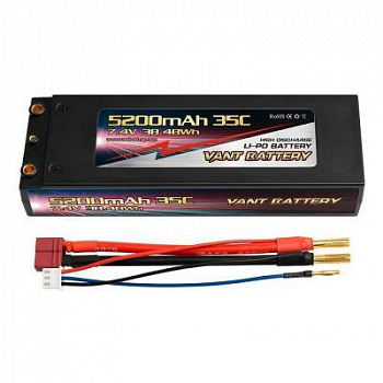 картинка Аккумулятор Vant Li-Po 7.4V 5200 35C S Deans plug - VANT-5200-35C-2S-T 